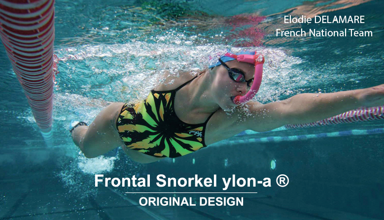 泳者以 ylon-a® 前置呼吸管進行自由式訓練